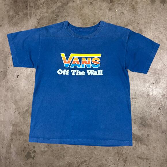 Vans Tops - Vans Off The Wall Rainbow Graphic Tee Short Sleeve T-Shirt Blue Womens Size L